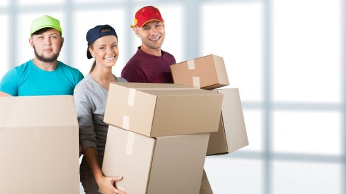 Business relocation setup with packed items ready for transport