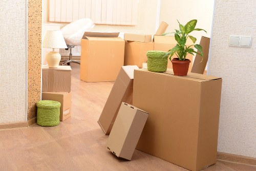 Moving van ready for removals across Elephant and Castle